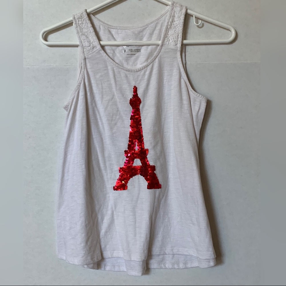 NWOT Justice Eiffel Tower Sequin Tank